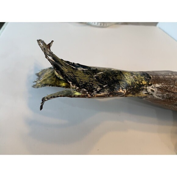 Wood Fish Display Tabletop Retro Metal Fins Nautical Décor Gold Tone Accent - Picture 10 of 10